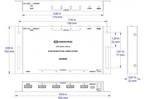 Crestron HD-DA4-4K-E HDMI® 4K усилитель с разветвителем 1-в-4 | Хай-Тек ...