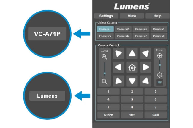 Плагин OBS для Lumens: Наименование режима и камеры